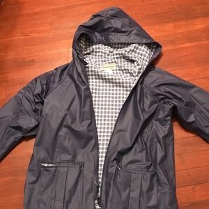 Navy blue lined rain jacket